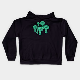 Green spotted mushrooms Kids Hoodie